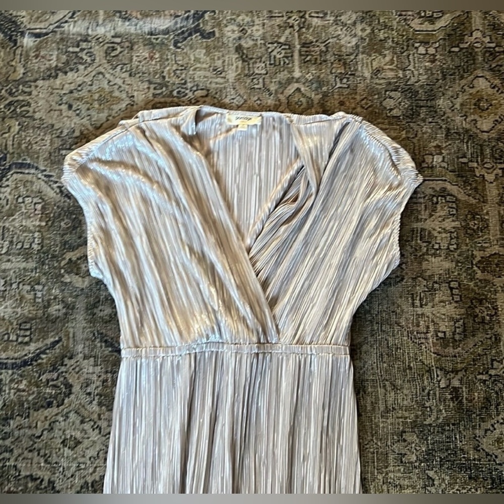 See and Be Seen Metallic Pleated Jumpsuit, Metallic Gold, Baltic Born - Picture 3 of 6